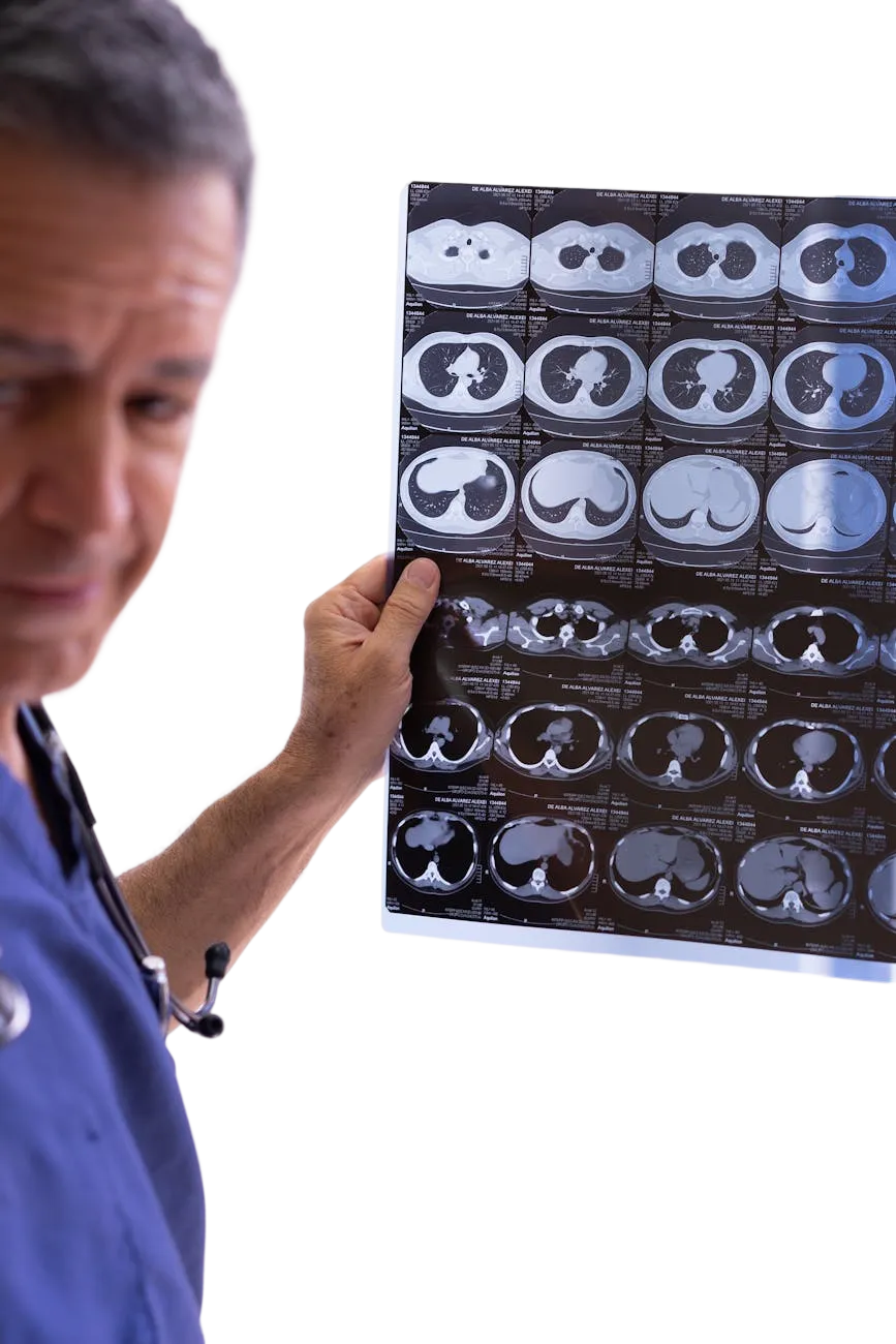 Doctor examining brain scans