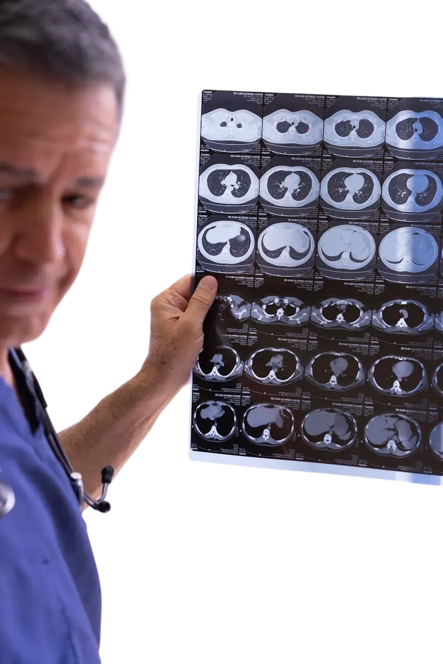 Doctor examining brain scans