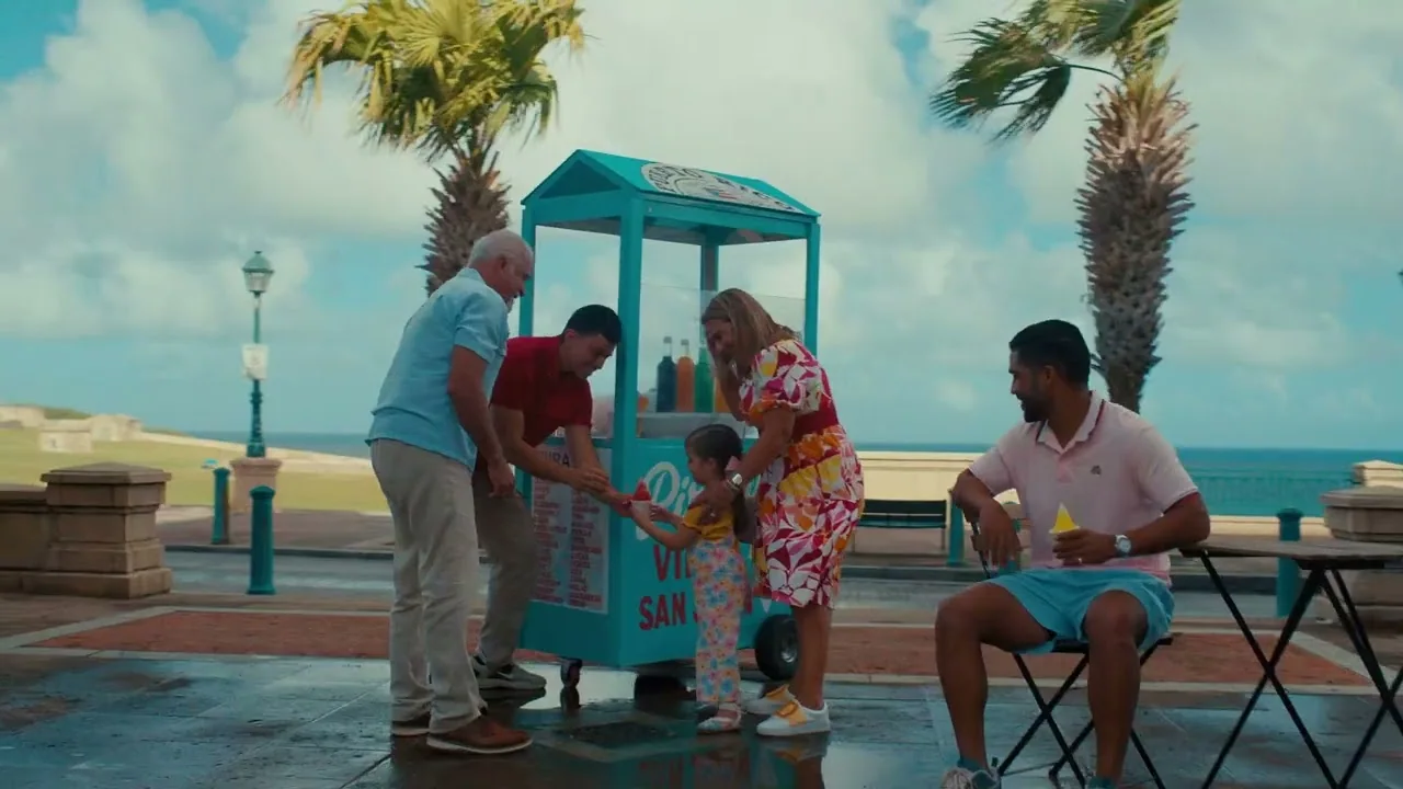 Puerto Rican families and neighbors gathering near the coast