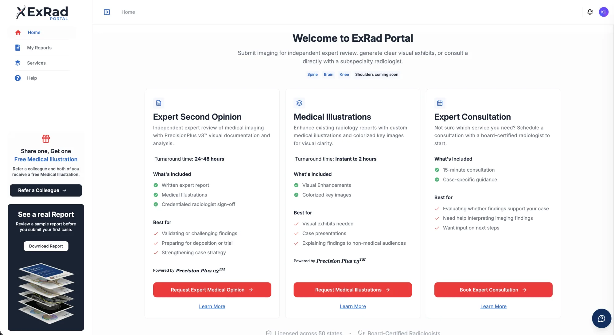 ExRad Portal — case submission and tracking
