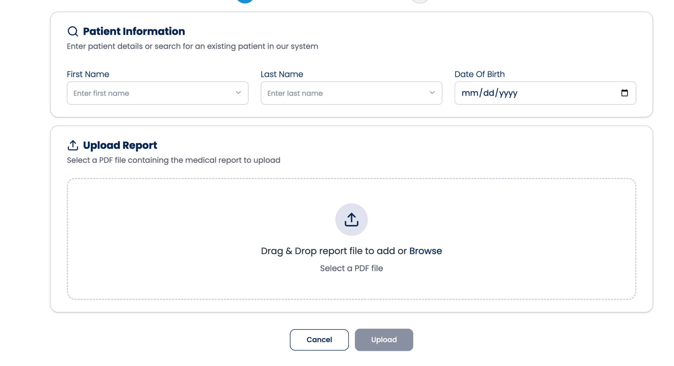 Upload Report dialog